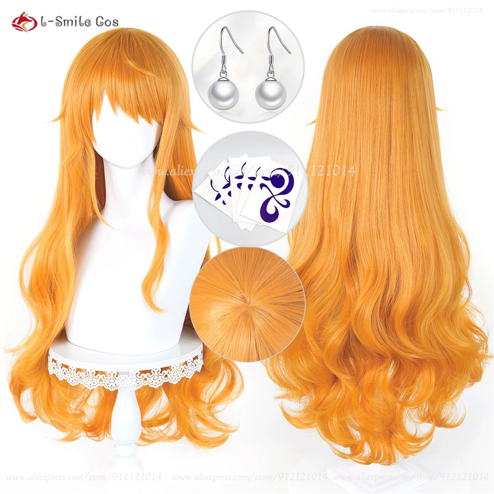 Anime Cosplay Orange Hair - 80cm Nami Cosplay Wig Orange Cruly